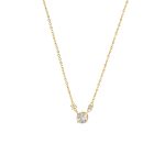 Κολιέ Happy Hearts ατσάλινο επίχρυσο με λευκά στρογγυλά ζιργκόν