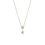 Κολιέ Happy Hearts ατσάλινο επίχρυσο με δύο λευκά ζιργκόν