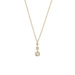 Κολιέ Happy Hearts ατσάλινο επίχρυσο με τρία λευκά στρογγυλά ζιργκόν