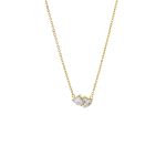 Κολιέ Happy Hearts ατσάλινο επίχρυσο με δύο λευκές καρδιές ζιργκόν