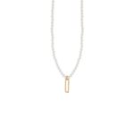 Κολιέ Lovely ασημένιο επίχρυσο με λευκές πέρλες και στοιχείο