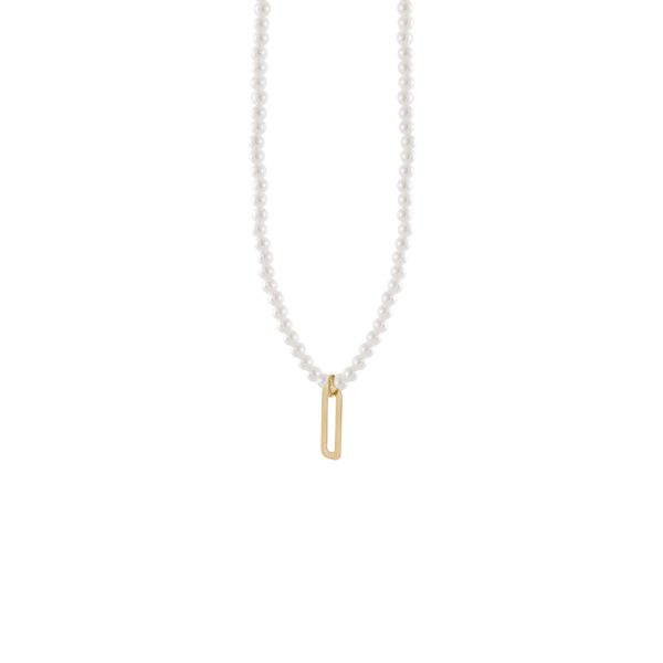 Κολιέ Lovely ασημένιο επίχρυσο με λευκές πέρλες και στοιχείο