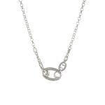 Κολιέ Links μεταλλικό ασημί με στοιχεία και λευκά ζιργκόν