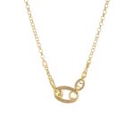 Κολιέ Links μεταλλικό επίχρυσο με στοιχεία και champagne ζιργκόν