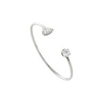 Βραχιόλι Happy Hearts ατσάλινο σταθερό με δύο λευκά ζιργκόν