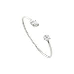 Βραχιόλι Happy Hearts ατσάλινο ασημί σταθερό με δύο λευκά ζιργκόν