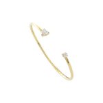 Βραχιόλι Happy Hearts ατσάλινο επίχρυσο σταθερό με δύο λευκά ζιργκόν