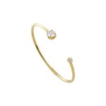 Βραχιόλι Happy Hearts ατσάλινο επίχρυσο σταθερό με λευκά στρογγυλά ζιργκόν