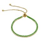 Βραχιόλι Festive ατσάλινο επίχρυσο ριβιέρα με πράσινα ζιργκόν