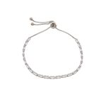 Βραχιόλι Festive ατσάλινο ριβιέρα με ορθογώνια λευκά ζιργκόν