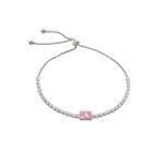 Βραχιόλι Festive ατσάλινο ριβιέρα με ροζ και λευκά ζιργκόν