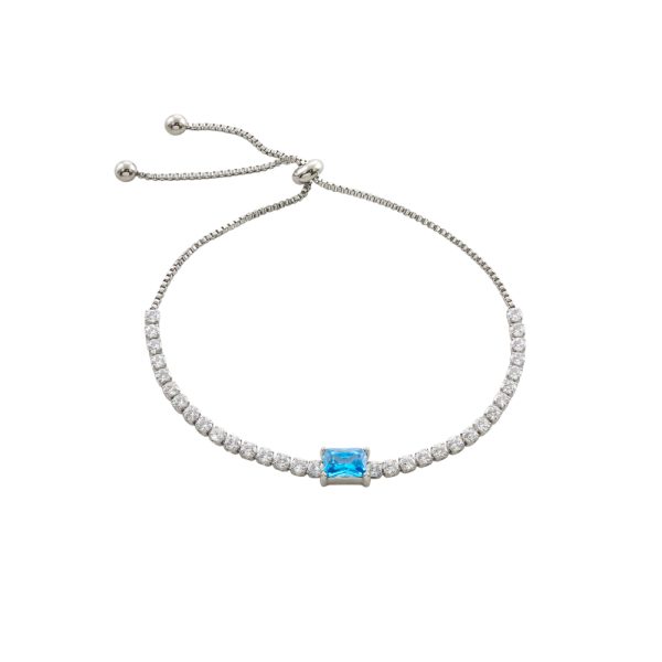 Βραχιόλι Festive ατσάλινο ριβιέρα με μπλε και λευκά ζιργκόν