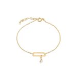 Βραχιόλι Lovely ασημένιο επίχρυσο με στοιχείο και λευκή πέρλα