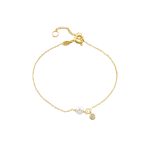 Βραχιόλι Lovely ασημένιο επίχρυσο με λευκή πέρλα και λευκό ζιργκόν - Image 2