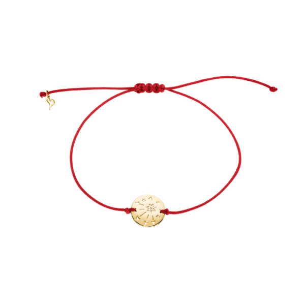 Βραχιόλι Lucky Charm κόκκινο κορδόνι με μεταλλικό επίχρυσο στοιχείο με αστέρι