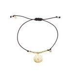 Βραχιόλι Lucky Charm μαύρο κορδόνι με μεταλλικό επίχρυσο στοιχείο και σφαίρες