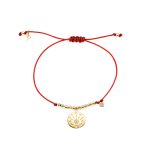 Βραχιόλι Lucky Charm κόκκινο κορδόνι με μεταλλικό επίχρυσο στοιχείο και ζιργκόν