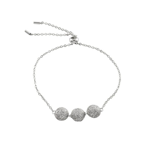 Βραχιόλι Fireball με ατσάλινη αλυσίδα και μεταλλικά στοιχεία με ασημί glitter
