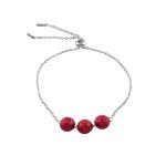 Βραχιόλι Fireball με ατσάλινη αλυσίδα και μεταλλικά στοιχεία με κόκκινο glitter