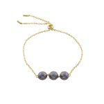 Βραχιόλι Fireball με επίχρυση ατσάλινη αλυσίδα και μεταλλικά στοιχεία με γκρι glitter