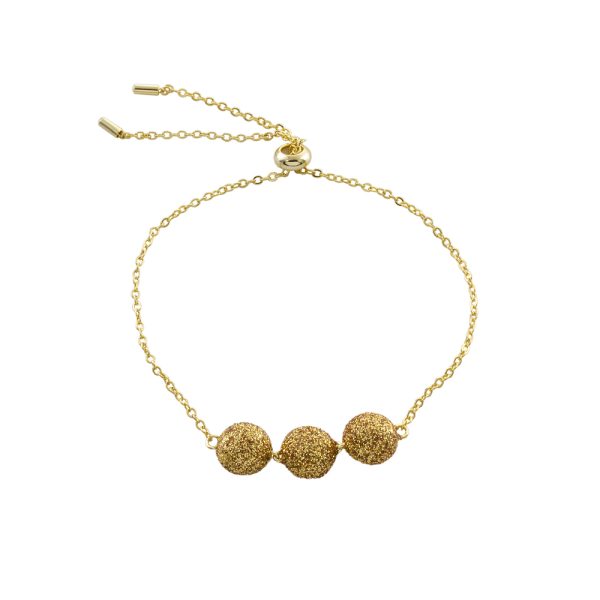 Βραχιόλι Fireball με επίχρυση ατσάλινη αλυσίδα και μεταλλικά στοιχεία με χρυσό glitter
