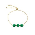 Βραχιόλι Fireball με επίχρυση ατσάλινη αλυσίδα και μεταλλικά στοιχεία με πράσινο glitter