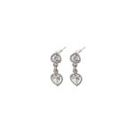 Σκουλαρίκια Tiny μεταλλικά ασημί με καρδιές και λευκά ζιργκόν