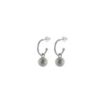 Σκουλαρίκια Fireball μεταλλικά ασημί κρικάκια με ασημί glitter