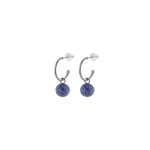 Σκουλαρίκια Fireball μεταλλικά ασημί κρικάκια με μπλε glitter