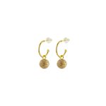 Σκουλαρίκια Fireball μεταλλικά επίχρυσα κρικάκια με χρυσό glitter