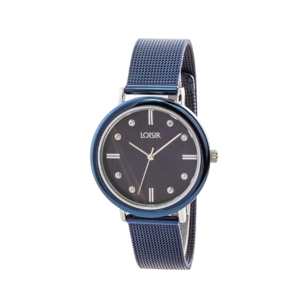 Ρολόι Polish με ατσάλινο mesh band, δίχρωμη κάσα και μπλε καντράν