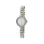 Ρολόι Moonflower με ασημί μεταλλικό μπρασελέ με κρύσταλλα και λευκό mop καντράν