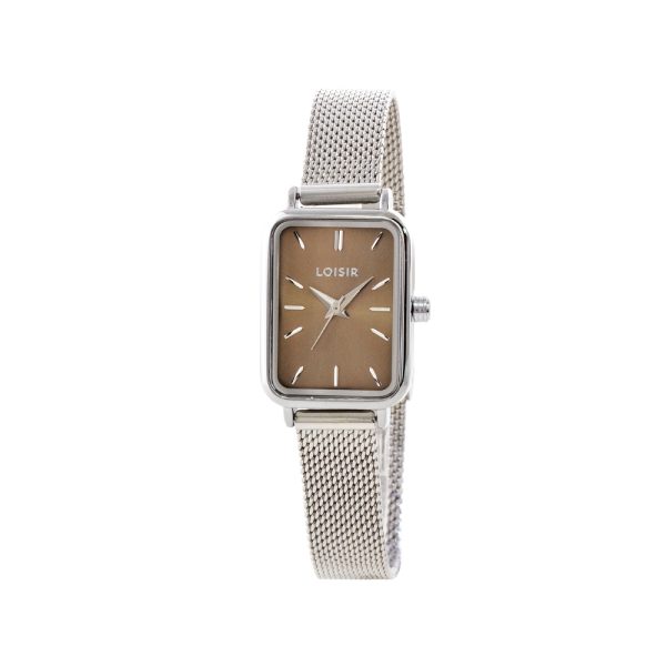 Ρολόι Oldie με ατσάλινο mesh band και καφέ καντράν