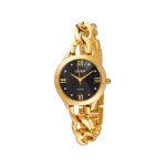 Ρολόι Girlie με επίχρυσο μεταλλικό μπρασελέ και μαύρο καντράν