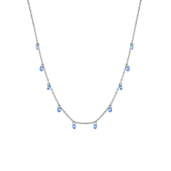 Κολιέ Dazzling ατσάλινο με μπλε κρύσταλλα