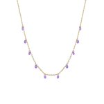 Κολιέ Dazzling ατσάλινο επίχρυσο με μωβ ζιργκόν