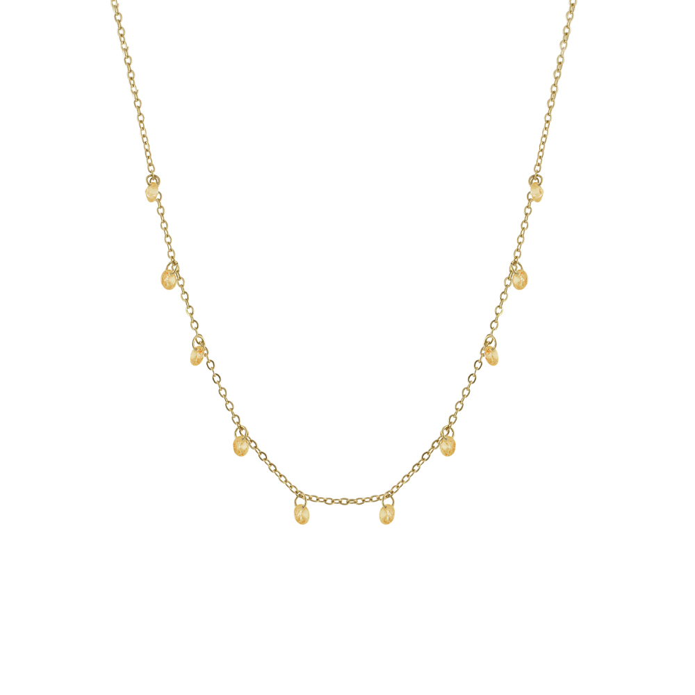 01J27-00043 Κολιέ Dazzling ατσάλινο επίχρυσο με champagne ζιργκόν