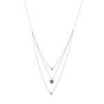 Κολιέ Happy Hearts μεταλλικό ασημί τριπλό με μπλε καρδιά και ζιργκόν