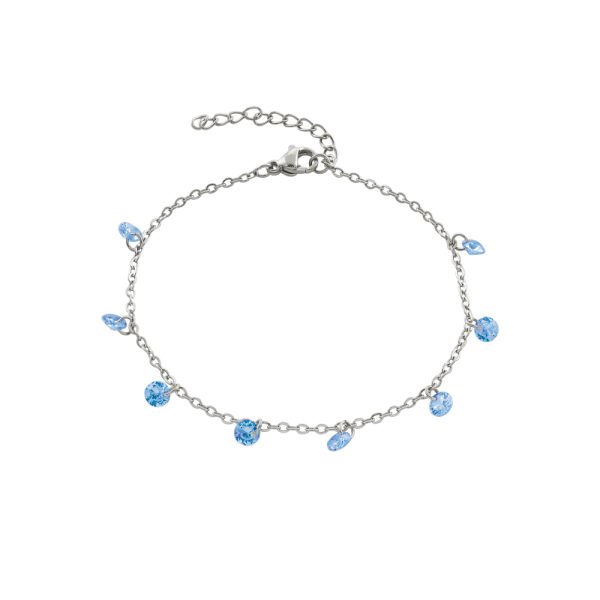 Βραχιόλι Dazzling ατσάλινο με μπλε κρύσταλλα
