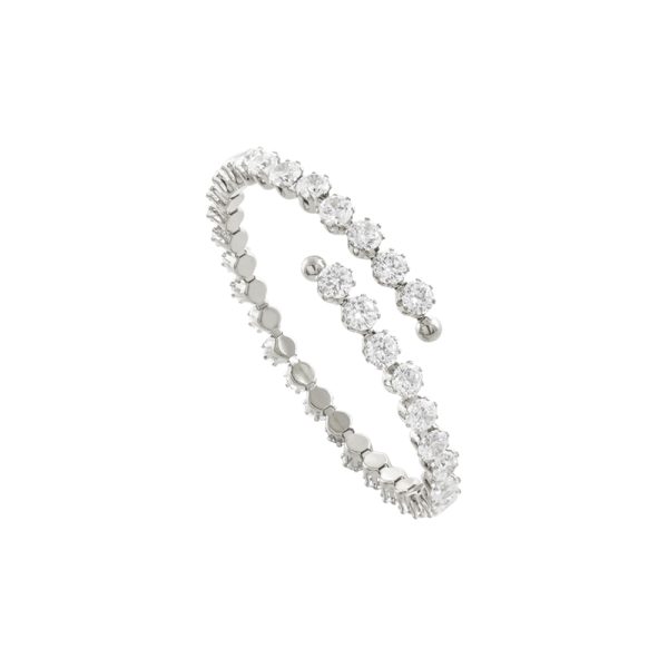 Βραχιόλι Festive ατσάλινο σταθερό ριβιέρα με λευκά ζιργκόν