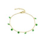Βραχιόλι Dazzling ατσάλινο επίχρυσο με πράσινα ζιργκόν