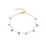 Βραχιόλι Dazzling ατσάλινο επίχρυσο με μωβ ζιργκόν