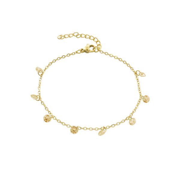 Βραχιόλι Dazzling ατσάλινο επίχρυσο με champagne ζιργκόν