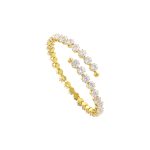 Βραχιόλι Festive ατσάλινο επίχρυσο σταθερό ριβιέρα με λευκά ζιργκόν