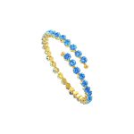 Βραχιόλι Festive ατσάλινο επίχρυσο σταθερό ριβιέρα με aqua κρύσταλλα