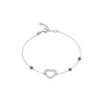 Βραχιόλι Lovely ασημένιο με καρδιά και μαύρες πέτρες