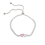 Βραχιόλι Festive ατσάλινο ριβιέρα με καρδιές και λευκά ζιργκόν