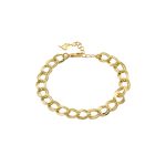 Βραχιόλι Links ατσάλινο επίχρυσο καδένα με σφυρήλατο σχέδιο