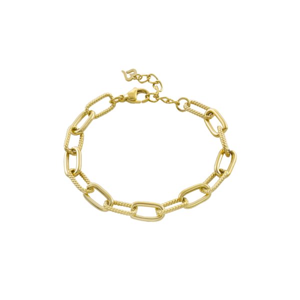 Βραχιόλι Links ατσάλινο επίχρυσο καδένα με στριφτό σχέδιο